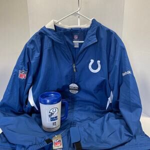 Reebok 5647A NWT Indianapolis Colts NFL Sideline Kickoff Jacket XL & Vintage Mug